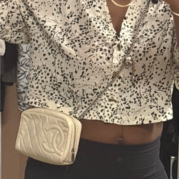 Chanel Cream Quilted Leather Cosmetic Bag - Picture 10 of 10